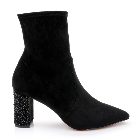 Badgley Mischka Jewel Gina Micro Suede Bootie Black 8.5 NEW - Picture 1 of 17